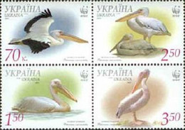 Ukraine 2007 WWF Pelicans Block Of 4 Stamps Mint - Pelicans
