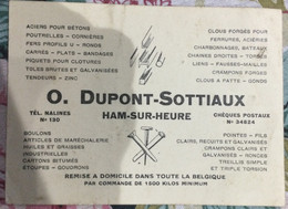 Carte Publicitaire O.Dupont Sottiaux Ham Sur Heure ..rare - Ham-sur-Heure-Nalinnes