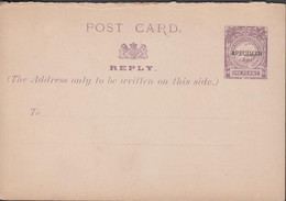 1888. NEW SOUTH WALES. ONE PENNY POST CARD REPLY-CARD Overprinted SPECIMEN. Unusual. .  - JF430259 - Covers & Documents