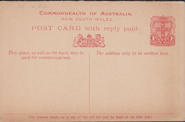 1896. NEW SOUTH WALES. COMMONWEALTH OF AUSTRALIA. POST CARD 1 D + 1 D With Reply.  - JF430262 - Briefe U. Dokumente