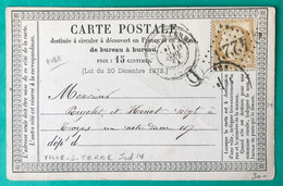 France N°55 Sur Carte Précurseur, TAD VILLE-S-TERRE + GC 4223 + Facteur D (Thil) - (C151) - 1849-1876: Klassik