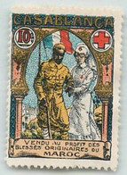 CROIX ROUGE - CASABLANCA - MAROC - SOUTIEN GUERRE BLESSES ORIGINAIRES MAROC-TIMBRE DELANDRE -PEU VOURANT - TRES BON ETAT - Croix Rouge