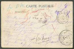 C.P. De WULVERINGHEM du 22-I-1915 En SM Vers PMB (POSTES MILITAIRES Belgique 4) du 24-I-195 + Diverses Indications Manu - Niet-bezet Gebied