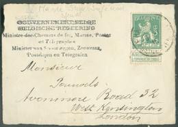 N°110 - 5 Centimes PELLENS Obl. Sc LE HAVRE (Special) Sur Devant De Bande D'imprimée Avec Griffe Gouvernement Belge Mini - Altri & Non Classificati