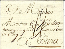 1795 - Lettre De COURTRAY   - à Sec   28 Mm  Taxe 12 Sous Pour Paris - 1794-1814 (Periodo Francese)