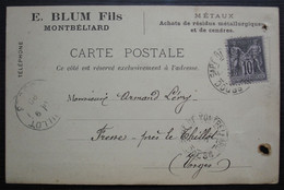Montbéliard  Doubs 1898 E. Blum Fils Métaux, Carte Commerciale Pour Fresse Près Le Thillot Vosges - 1877-1920: Semi-Moderne