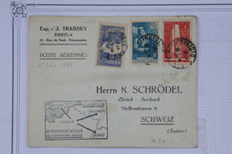 AU10 FRANCE BELLE LETTRE 1958 IER TRANSPORT SANS SURTAXE PARIS  POUR LA SUISSE +AFFRANCH. INTERESSANT - First Flight Covers