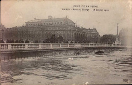 PARIS    ( 75 )     CRUE DE LA SEINE . PONT AU CHANGE . 28 JANVIER 1910 - Inondations