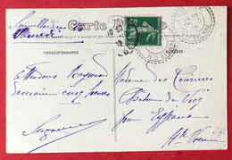 France N°137 Sur CPA, TAD Perlé Eyjeaux, Haute Vienne 1912 - (C201) - 1877-1920: Periodo Semi Moderno