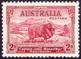AUSTRALIA 1934 KGV 2d Carmine-Red, Death Centenary Of Capt John Macarthur SG150 MH - Neufs
