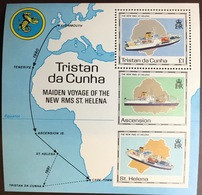 Tristan Da Cunha 1990 Maiden Voyage Of St Helena Ships Minisheet MNH - Tristan Da Cunha