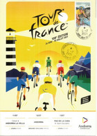 ANDORRA.Tour De France En Andorre 11 - 12 13 Juillet 2021.Official Leaflet With Andorra Cyclism Stamp Postmarked Andorra - Brieven En Documenten