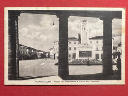 Cartolina - Montebelluna - Piazza Del Monumento E Corso Vittorio Emanuele 1937 - Treviso