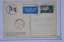 AU10 FRANCE BELLE CARTE 1937  LE BOURGET AIR FRANCE  PARIS +AFFRANCH. ROUGE PLAISANT - Erst- U. Sonderflugbriefe