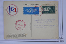AU10 FRANCE BELLE CARTE 1937  LE BOURGET AIR FRANCE  PARIS +AFFRANCH. ROUGE PLAISANT - Premiers Vols
