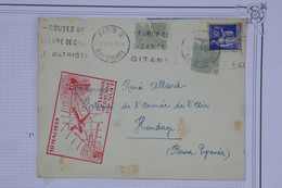 AU10 FRANCE BELLE LETTRE 1939  IERE LIAISON DE NUIT PARIS A HENDAYE +FLAMME PUB +AFFRANCH. ROUGE PLAISANT - First Flight Covers