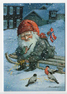 KJELL E. MIDTHUN - MODERN DOUBLE CARD - GNOME - SMOKING PIPE - SLED - BIRDS / BULLFINCHES - NORWEGIAN FLAG -  UNUSED - Other