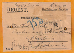 1905 - Enveloppe De Télégramme Urgent Recommandé De BOMBAY Mumbai, Inde, GB Vers Oberbris, Bohème, Autriche Hongrie - 1902-11 Koning Edward VII