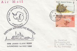 British Antarctic Territory (BAT) 1991 Ship Visit RRS James Clark Ross Ca Faraday 24 DE 91 (BAT327A) - Briefe U. Dokumente