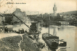 épernay * Les Bords De La Marne * Péniche Batellerie * Grue Chargement - Epernay