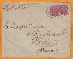 1913 - Enveloppe De BOMBAY Mumbai, Inde, GB Vers PARIS, France - PER BOOK POST - 6 Pies - 2 X 3 Victoria Stamps - 1911-35 Koning George V