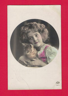 SA3826 JEUNE FILLE  FILLETTE , ENFANT, GIRL , FAMOUS GRETE REINWALD FRAME PHOTO WITH CAT, SEC. QUALITY - Portraits