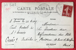 France N°138 Sur CPA, TAD Perlé St Sernin, Ardèche 1907 - (C286) - 1877-1920: Periodo Semi Moderno