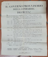 Lombardo Veneto - Governo Provvisorio Della Lombardia - Decreto Sul Dazio D'entrata Per Lino E Canapa - Manifesto (60x40 - Autres & Non Classés