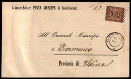 Regno - Vittorio Emanuele II - Numerale A Punti (779) In Azzurro Su 2 Cent De La Rue (L15) Su Piego Da Castelvisconti Pe - Autres & Non Classés