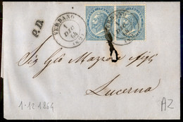 Regno - Vittorio Emanuele II - 1864 Lettera Per La Svizzera Da Arona A Lucerna Affrancata Con Coppia 15 Cent (18) Annull - Autres & Non Classés