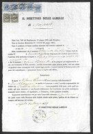 Regno - Vittorio Emanuele II - Uso Fiscale - Coppia 5 Cent + Striscia Di Quattro + Singolo Del 20 Cent (17 + 25) Su Docu - Autres & Non Classés