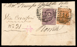 Regno - Umberto I - 20 Cent Vitt. Em. II + 50 Cent Umberto I (28 + 42) Su Ampio Frammento  Con Annullo Numerale 210 Di F - Autres & Non Classés