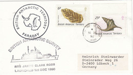 British Antarctic Territory (BAT) 1992 Cover Ship Visit RRS James Clark Ross  Ca Faraday 10 DE 92 (BAT336A) - Covers & Documents