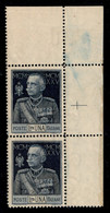 Regno - Vittorio Emanuele III - 1925 - 1 Lira Giubileo (187c) - Filigrana Lettere - Coppia Verticale Angolo Di Foglio -  - Autres & Non Classés
