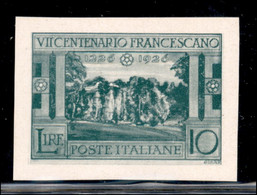 Regno - Vittorio Emanuele III - 1926 - Saggio Cisari - 10 Lire S.Francesco (Unificato 119 - Verde) - Sempre Senza Gomma - Autres & Non Classés