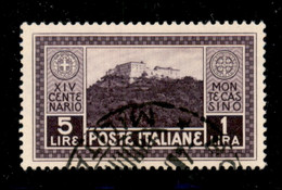 Regno - Vittorio Emanuele III - 1929 - 5 Lire + 1 Montecassino (267) - Usato - Autres & Non Classés