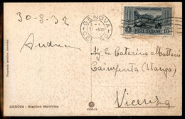 Regno - Vittorio Emanuele III - 10 Cent Garibaldi (315) Isolato Su Cartolina Da Genova A Vicenza Del 31.8.32 - Autres & Non Classés