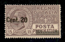 Regno - Vittorio Emanuele III - 1925 - 20 Cent Su 15 Posta Pneumatica (6e) - Soprastampa Spostata - Gomma Integra - Autres & Non Classés