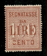 Regno - Umberto I - 1884 - 100 Lire Segnatasse (16) - Gomma Integra - Ottimamente Centrato - Autres & Non Classés