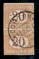 Regno - Umberto I - 1894 - 20 Cent Segnatasse (22g) - Coppia Verticale - Non Dentellati - Usati A Cortona 19.2.22 - Autres & Non Classés