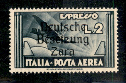 Occupazioni II Guerra Mondiale - Occupazione Tedesca - Zara - 1943 - 2 Lire Aeroespresso (9) - Gomma Integra - Autres & Non Classés