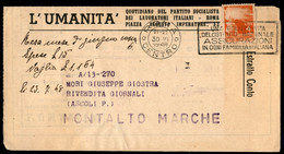 Repubblica - Estratto Conto Giornali  Con 4 Lire Democratica (554) - Da Roma Per Montalto Marche Del 30.6.1948 - Autres & Non Classés