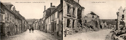 Crouy Canton De Soissons-Nord Carte Double Avant La Guerre La Rue De Laon En 1914 Et En 1918 Aisne 02880 Dos Vert TB.E - Sonstige & Ohne Zuordnung