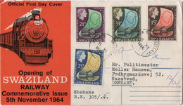Swaziland 1964, First Day Cover To Denmark. - Swaziland