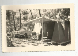 Photographie Auto Voiture 38 Et Tente Camping 1960 Photo 12x7,7 Cm Env - Automobili