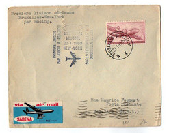 TB 3418 - 1960 - LSC - Lettre Par Avion / Sté SABENA / Première Liaison Aérienne BRUXELLES / NEW - YORK Par Boeing - Brieven En Documenten