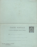 Congo 1892 10c Carte Postal Réponse Postal Stationary Card With Reply Noir Et Blue Black And Blue - Covers & Documents