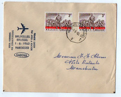 TB 3420 - 1960 - LSC - Lettre Par Avion / Sté SABENA / Première Liaison Par Avion A Réaction BRUXELLES - MANCHESTER - Lettres & Documents