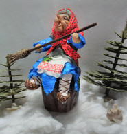 Christmas Tree Toy. Baba Yaga. From Cotton. 15 Cm. New Year. Christmas. Handmade. - Kerstversiering
