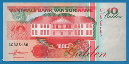 SURINAME 10 GULDEN 09.07.1991 # AC325186 P# 137a Toucan  Central Bank Building - Surinam